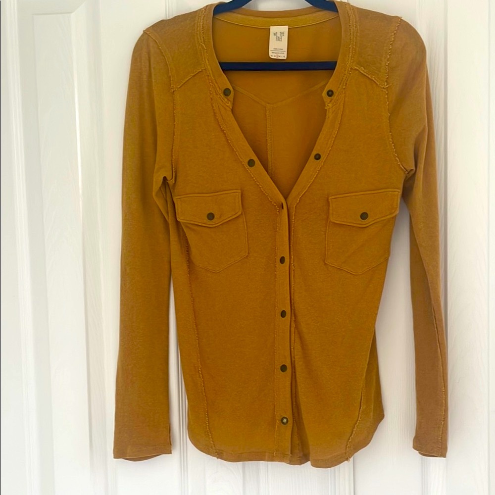 We The Free Brown Button-Up Top